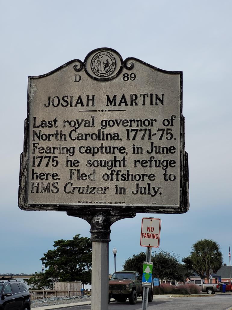Historic marker for Josiah Martin
