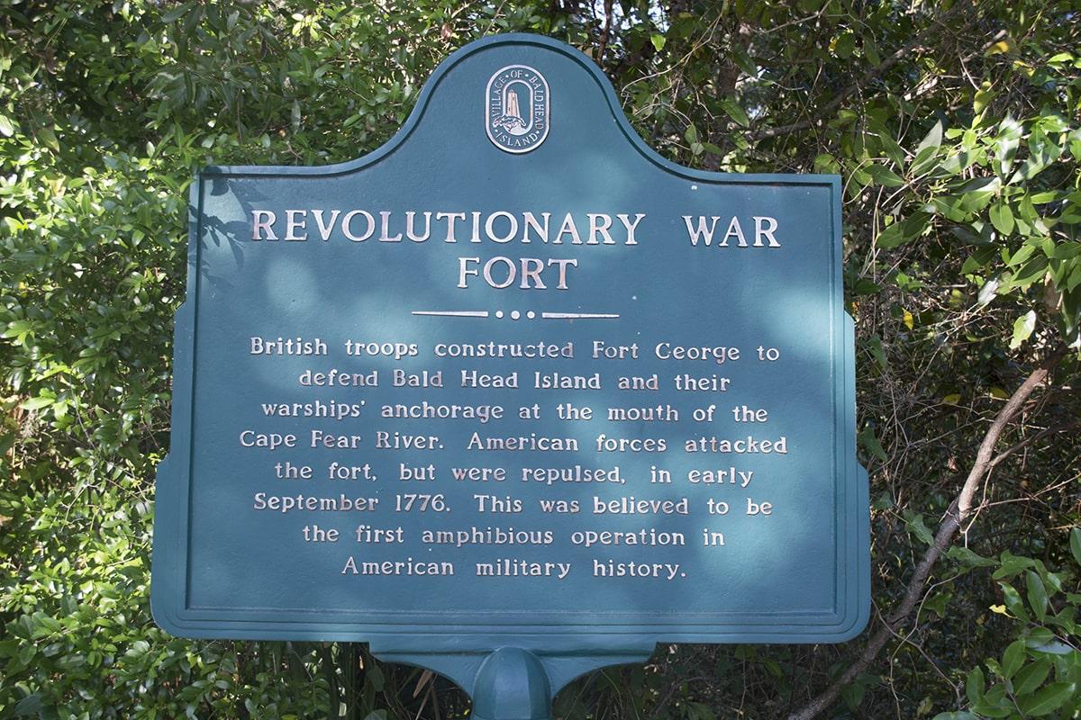 blue historic marker for Revolutionary War fort