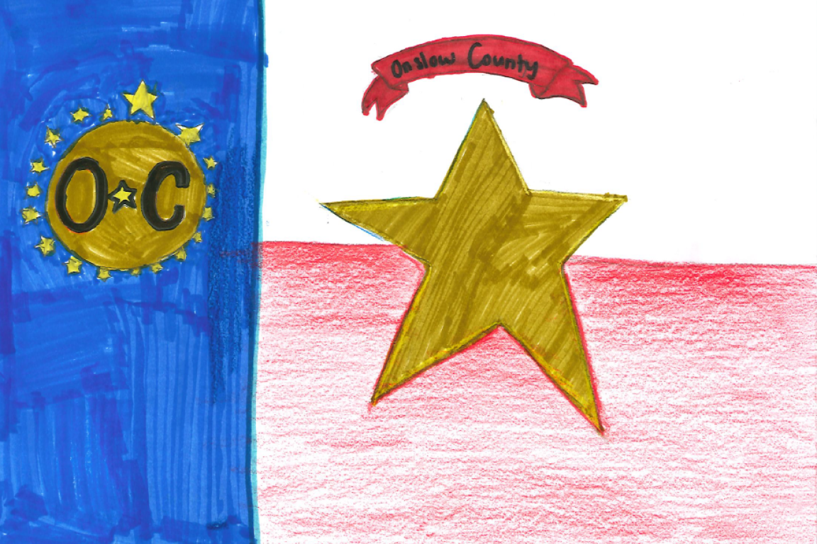 red, white, and blue hand drawn flag