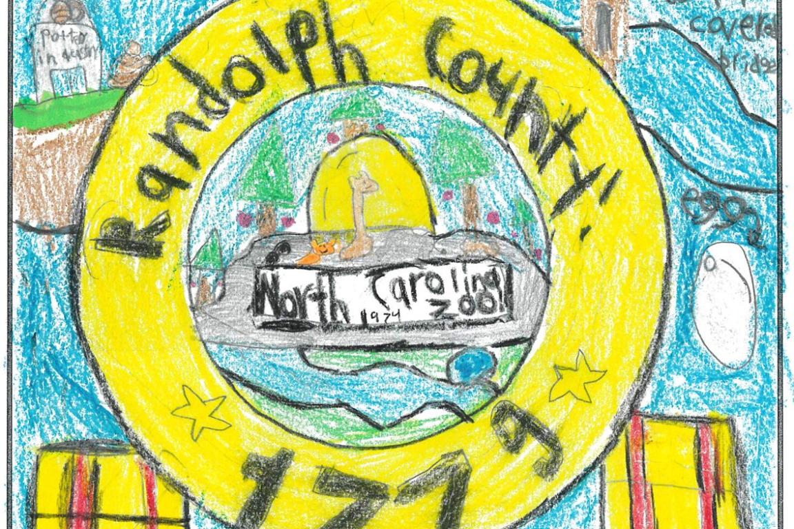 hand drawn flag that says Randolph County in the center