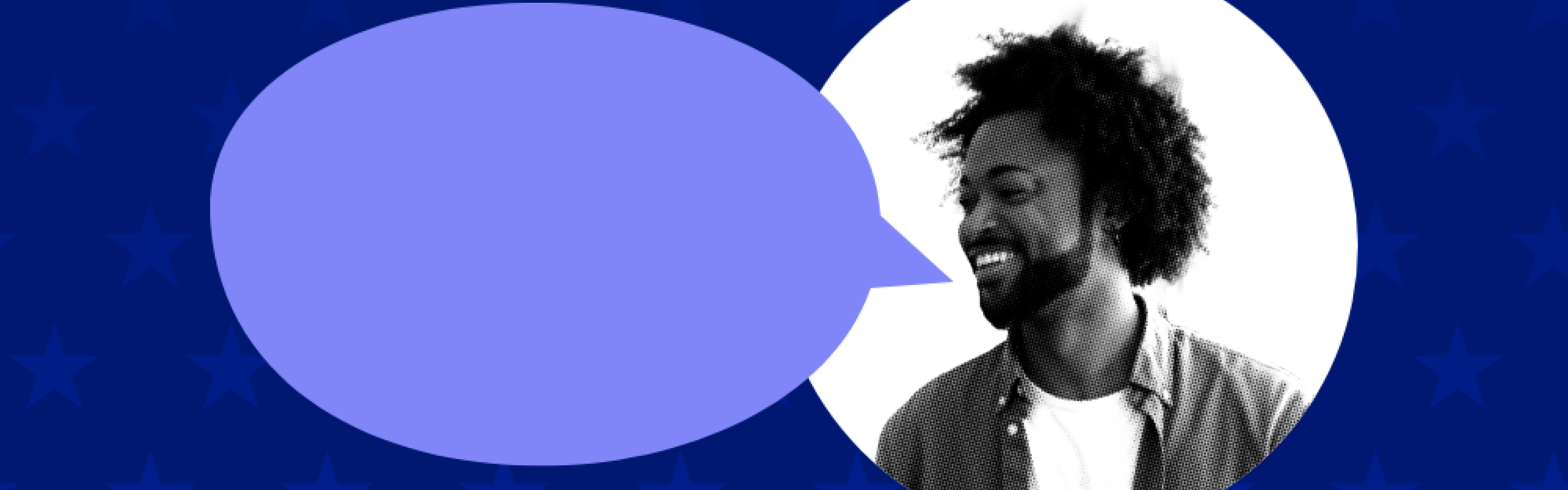 A man next to a speech bubble.