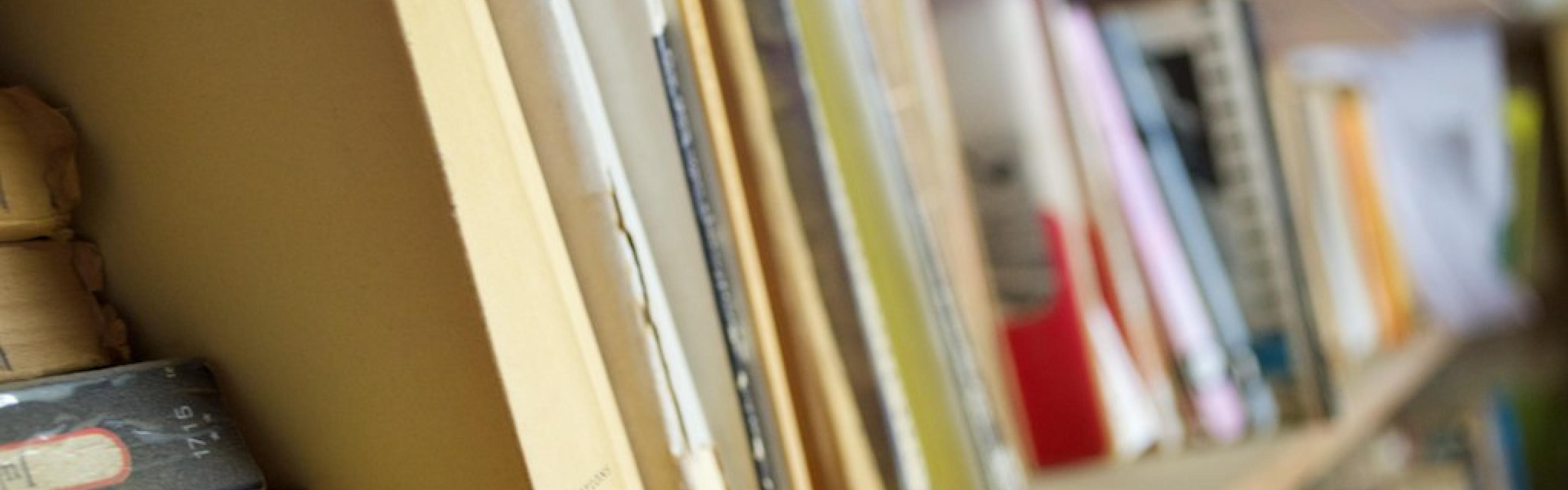 blurred image of a bookshelf