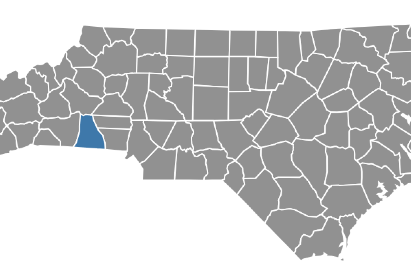 Map of North Carolina highlighting Cleveland County 