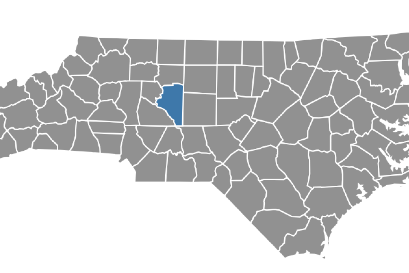 Map of North Carolina with Davidson county highlighted