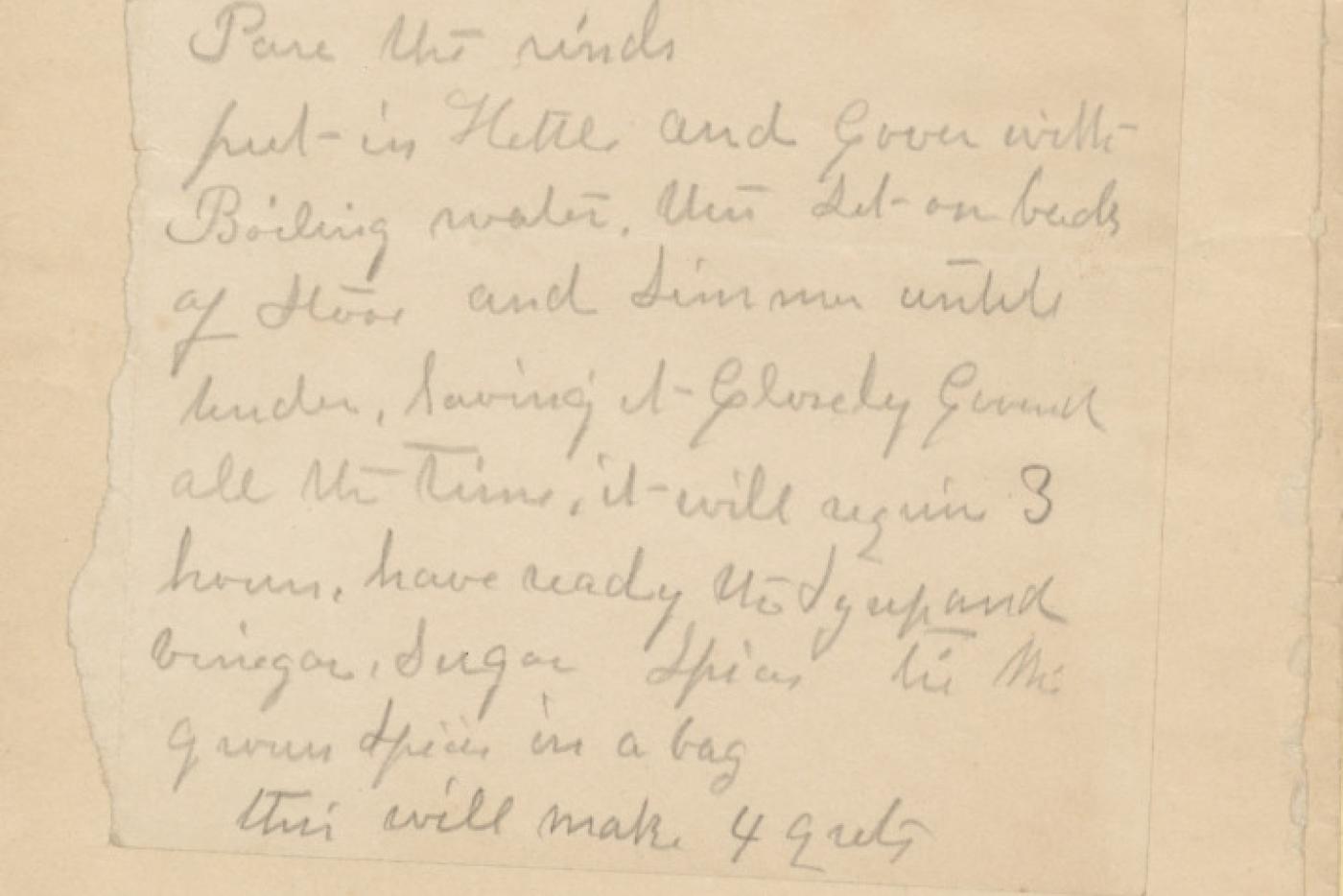 Historic paper with a handwritten recipe 