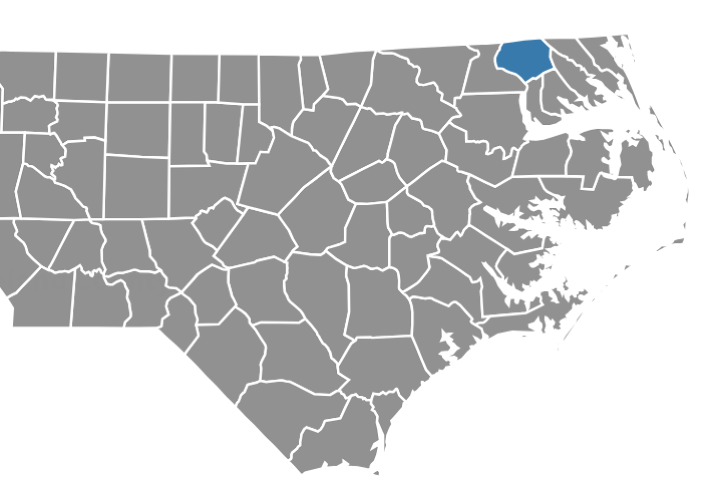 Map of North Carolina highlighting Gates County 