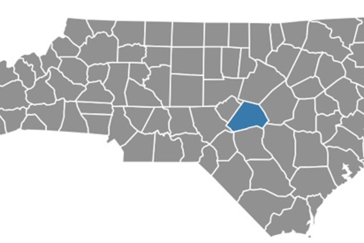Harnett County highlighted on NC map