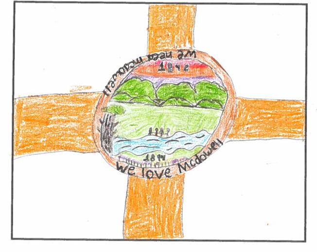 Orange cross flag design drawing