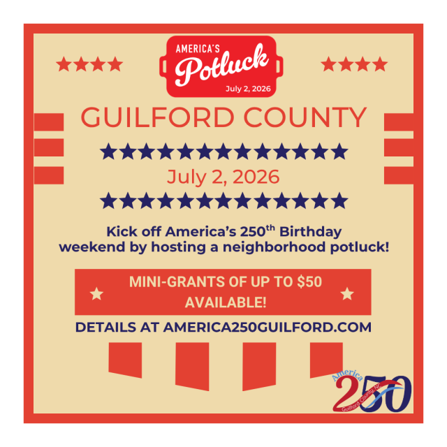 Flyer for Guilford County July 2 Potlucks