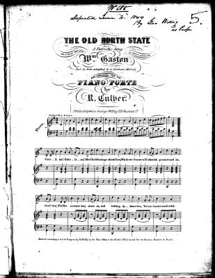 aged sheet music for "The Old North State"