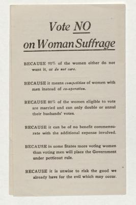 protest flyer against woman suffrage