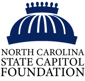 Capitol dome graphic in dark blue over text that reads "North Carolina State Capitol Foundation"