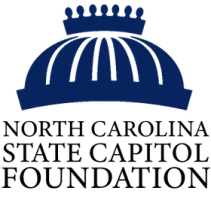 Capitol dome graphic in dark blue over text that reads "North Carolina State Capitol Foundation"