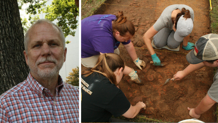 John Mintz, State Arcaheologist on left and four staff members at Halifax dig