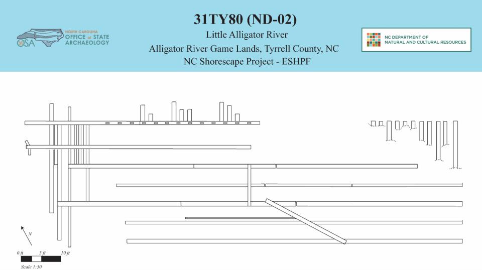 Site plan map of wooden barge site