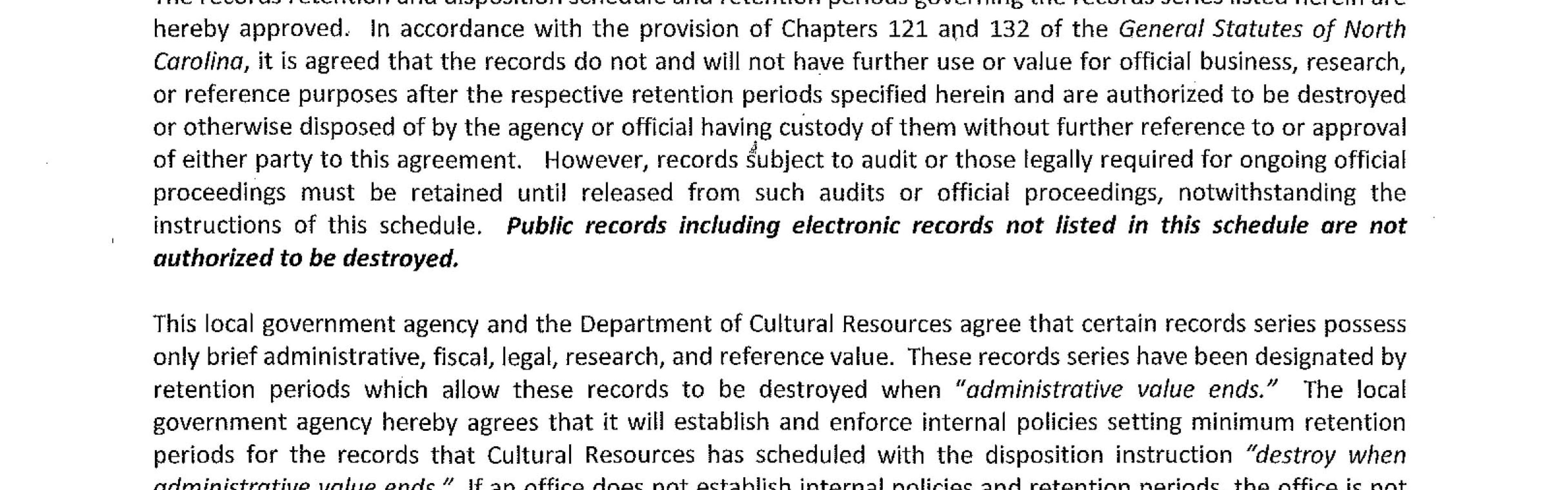 Register of Deeds record schedule document example