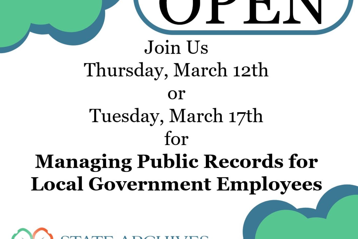 Registration announcement for March 2026 with the State Archives logo