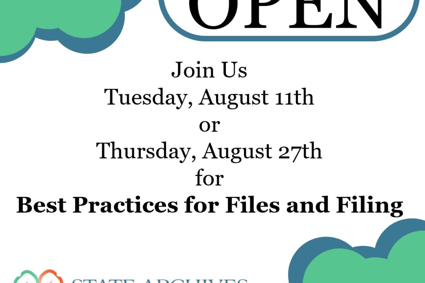 Registration announcement for August 2026 with the State Archives logo