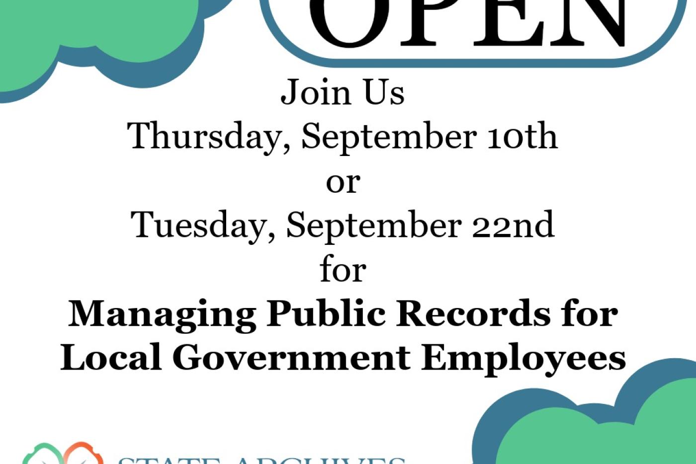 Registration announcement for September 2026 with the State Archives logo
