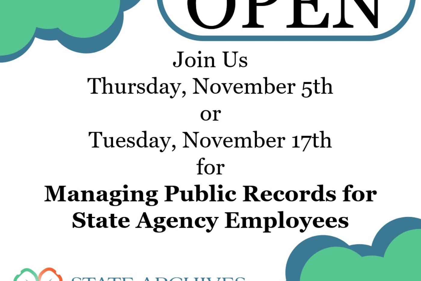 Registration announcement for November 2026 with the State Archives logo