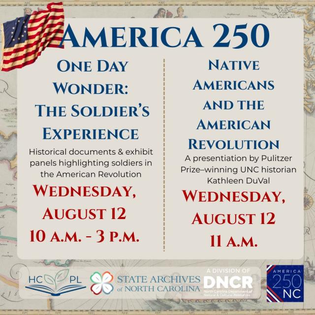 information on America 250 event with image background and American flag in the corner