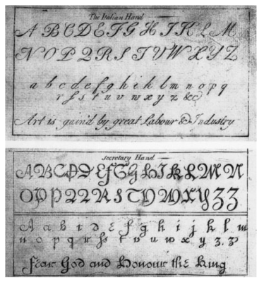 An example of the italic style versus the secretary style of writing.