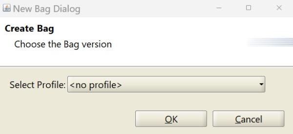 Screenshot from Bagger GUI shows the user where they will select a metadata profile from a dropdown menu.