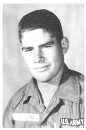 Mid-framed shot of a man wearing a collared US Army uniform.