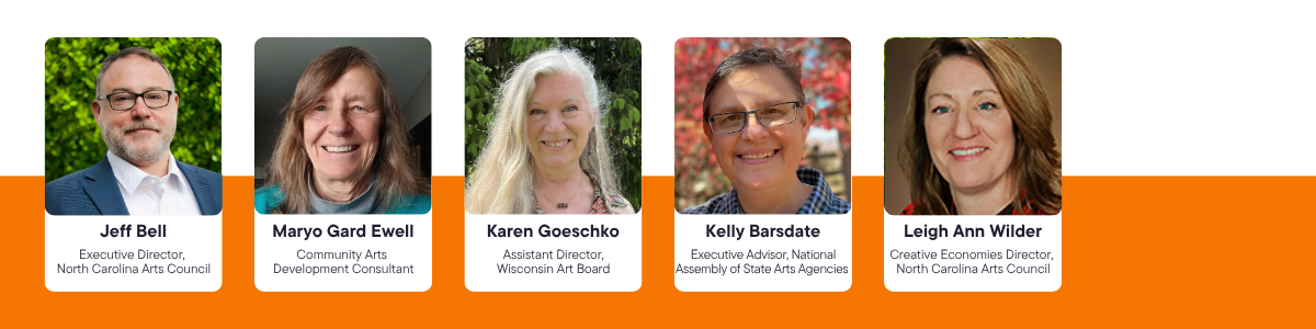 Conference speakers for Day 1: Jeff Bell, Maryo Ewell, Karen Goeschko, Kelly Barsdate, and Leigh Ann Wilder