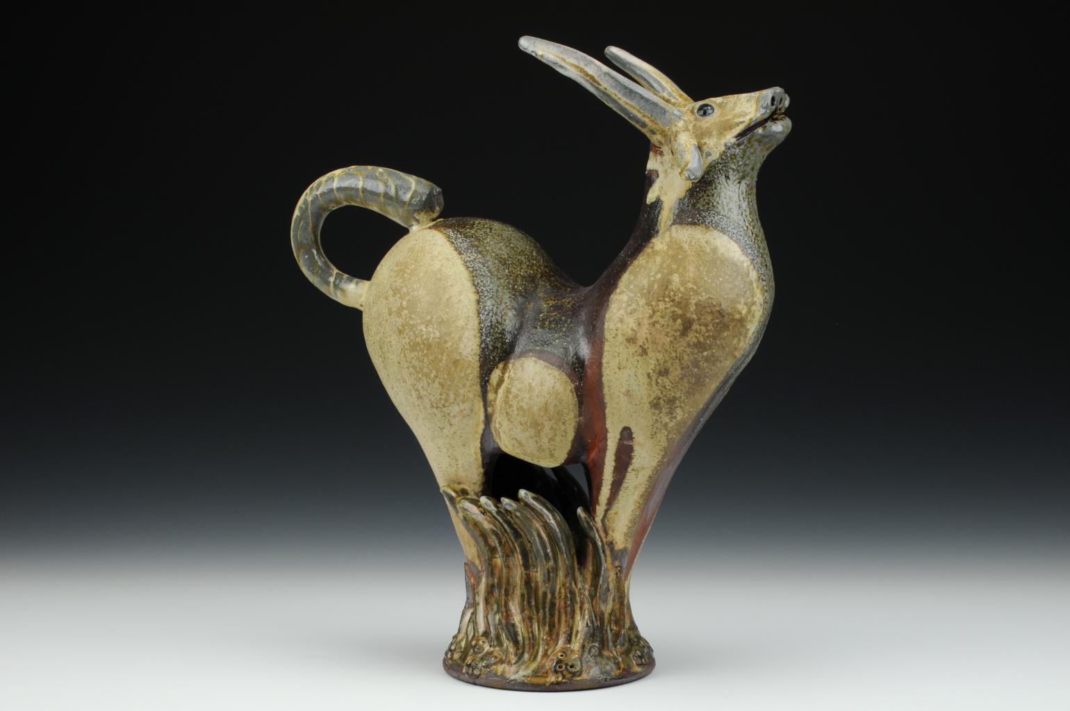 Ceramic sculpture of an abstract bull by Ken Sedberry, photo by Charlie Cummings Gallery, courtesy of the artist