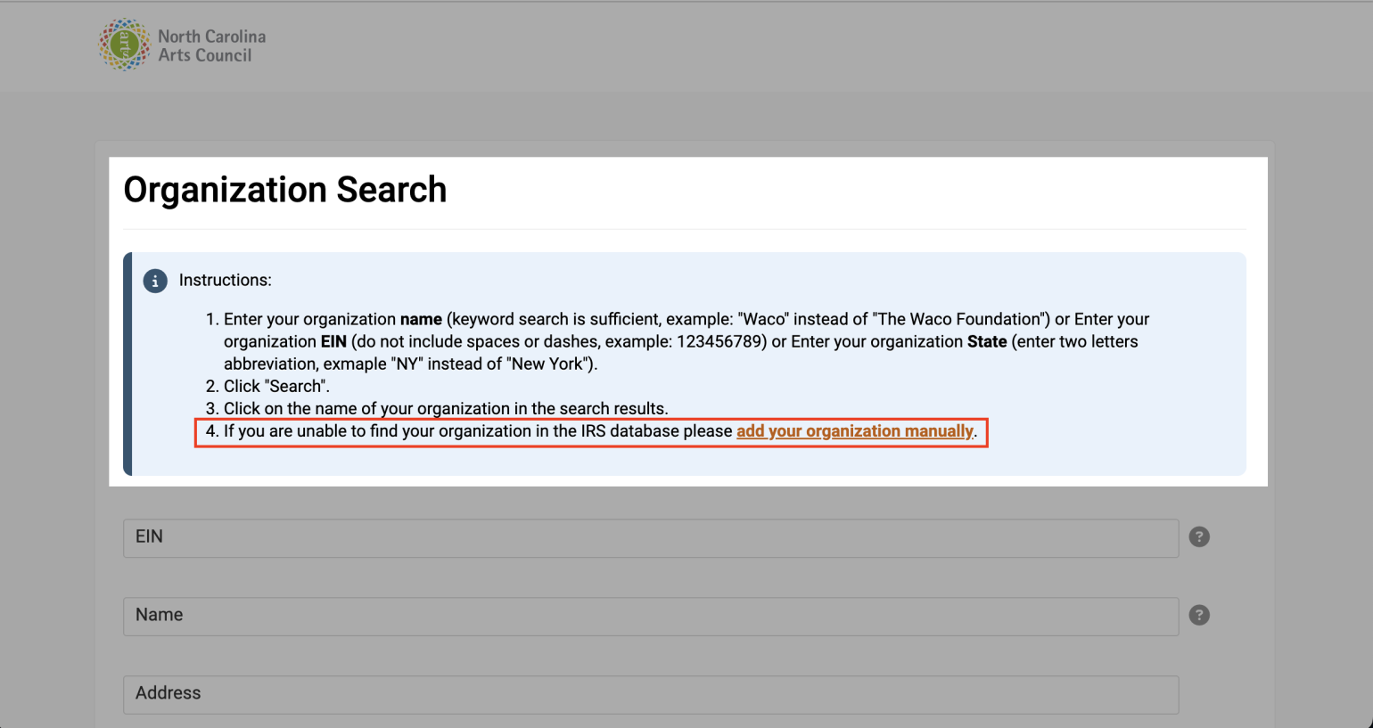 Create profile manually in OPAL as an org