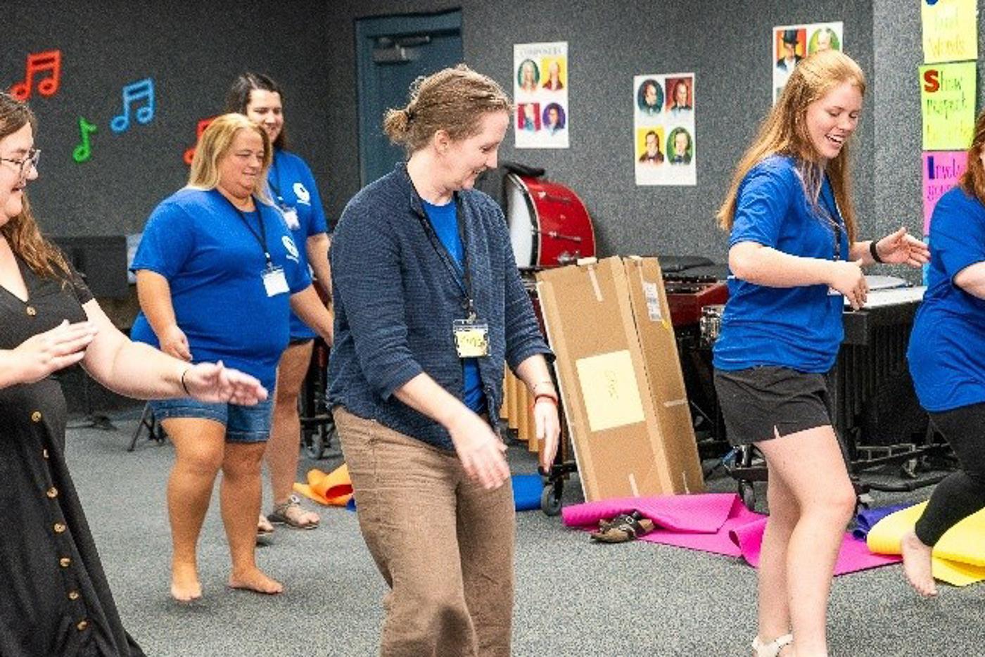 2024 Arkansas A+ Schools teachers experience integrating movement with their subject areas. Photo by Ashlee Nobel Photography, courtesy of Arkansas A+ Schools.