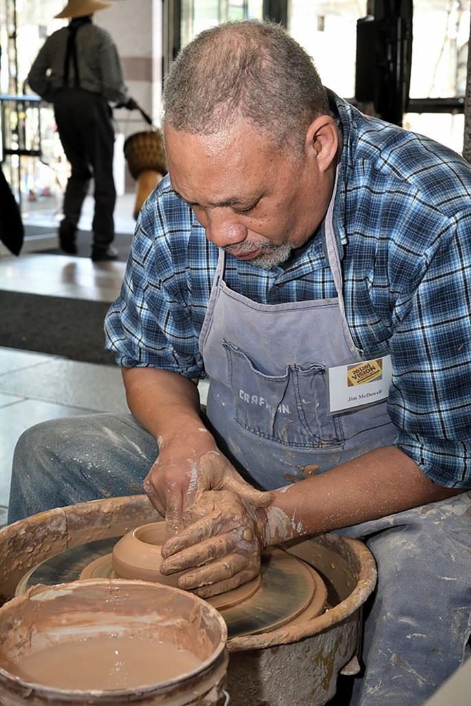 Jim McDowell, potter, at the 19th Annual AACC 2020. Photo by Eric Blevins, courtesy of DNCR