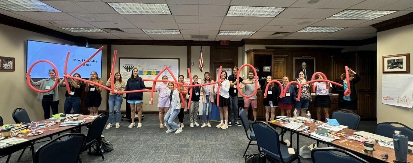 Teachers use pool noodles to express their arts integrated learning. Photo courtesy of Oklahoma A+ Schools.