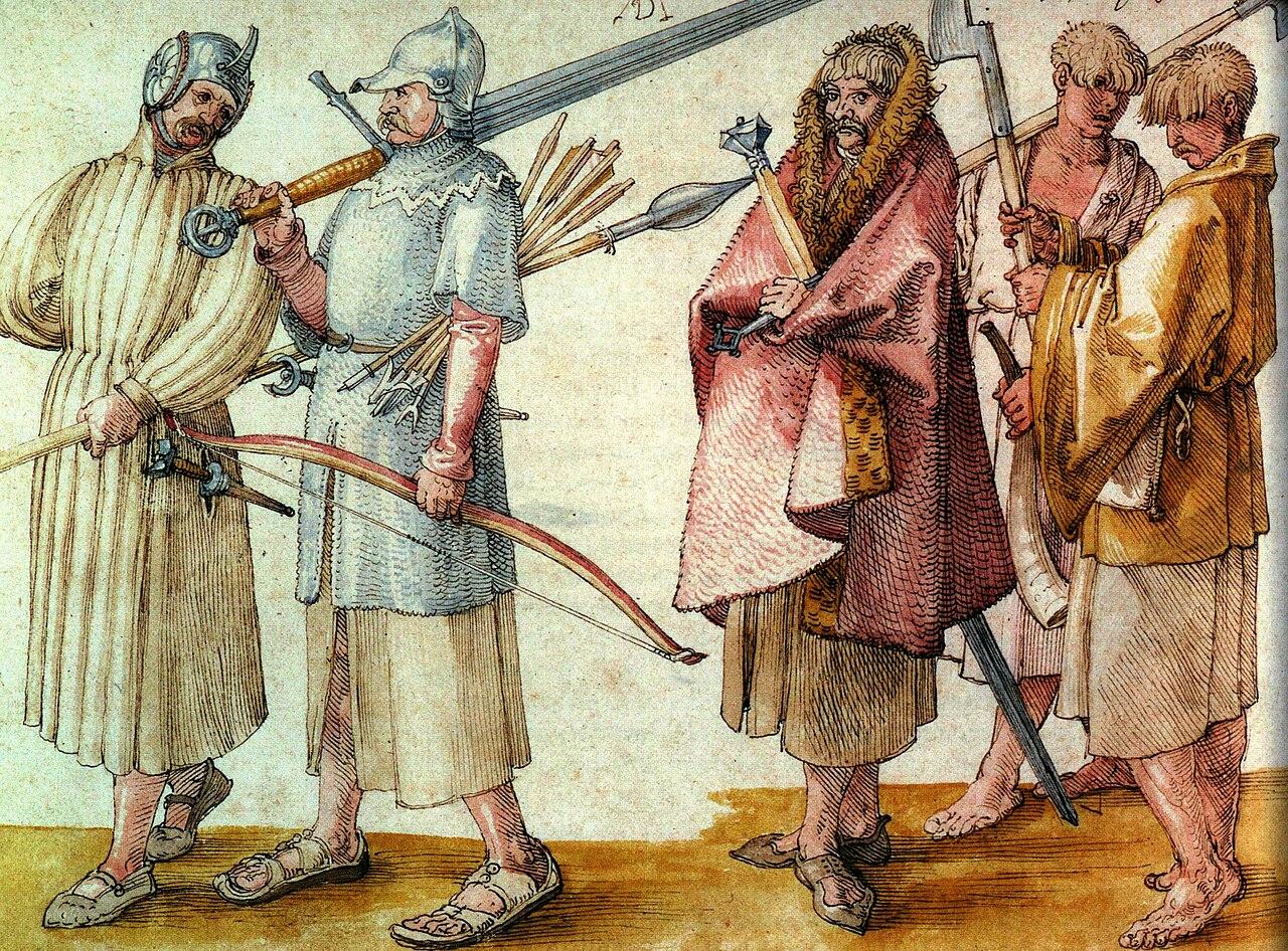 Illustration of Irish soldiers and their attendants from the sixteenth century