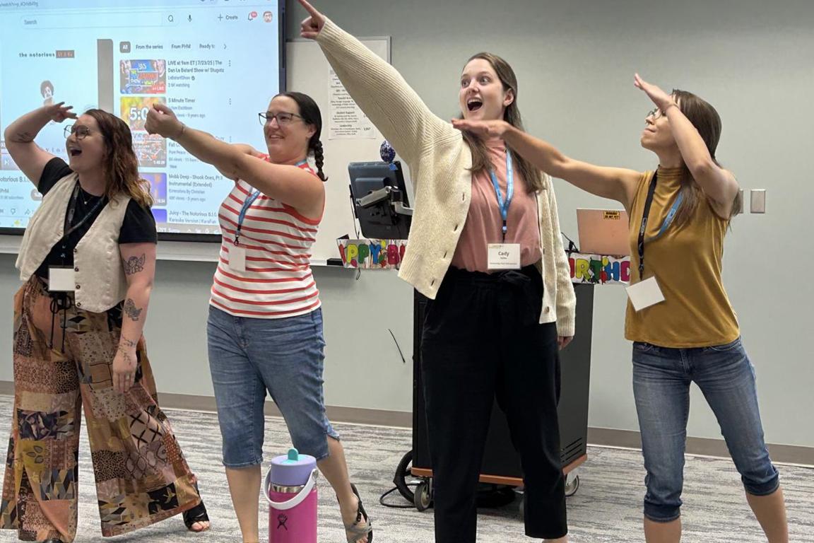 Four teachers learning at A+ summer professional development_ photo by Sara Ridings