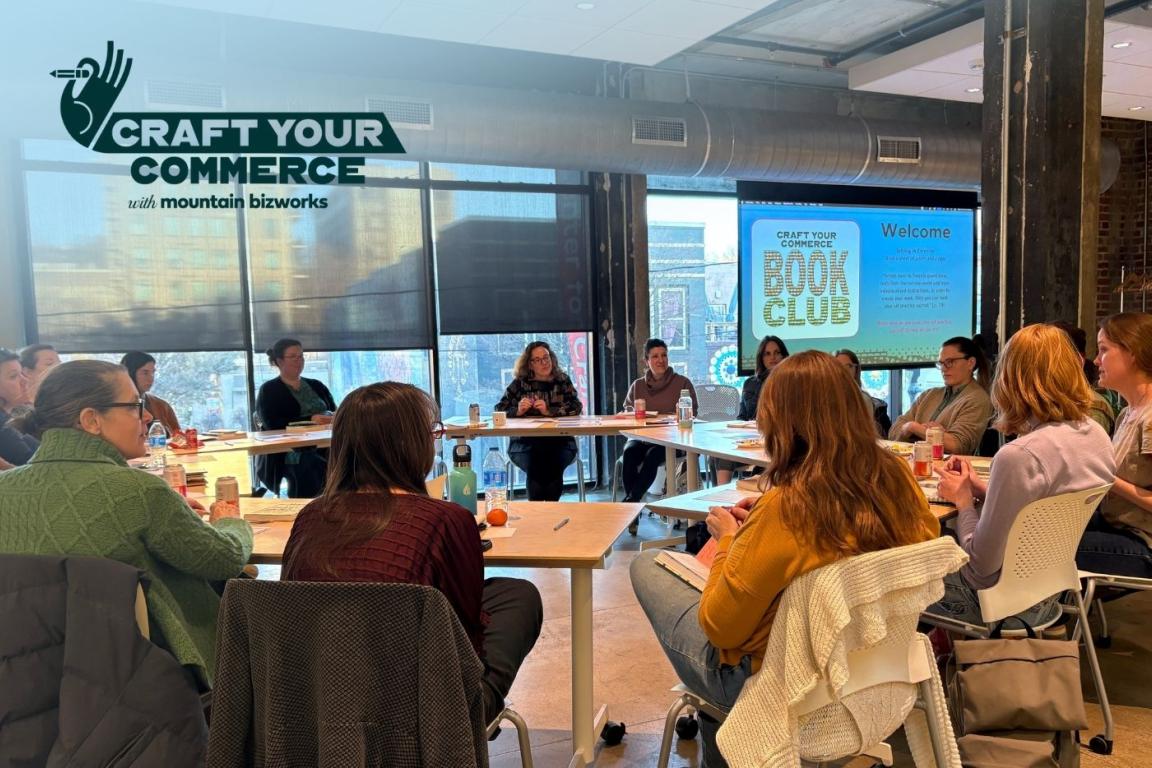 A room full of people at a Craft Your Commerce Book Club meeting