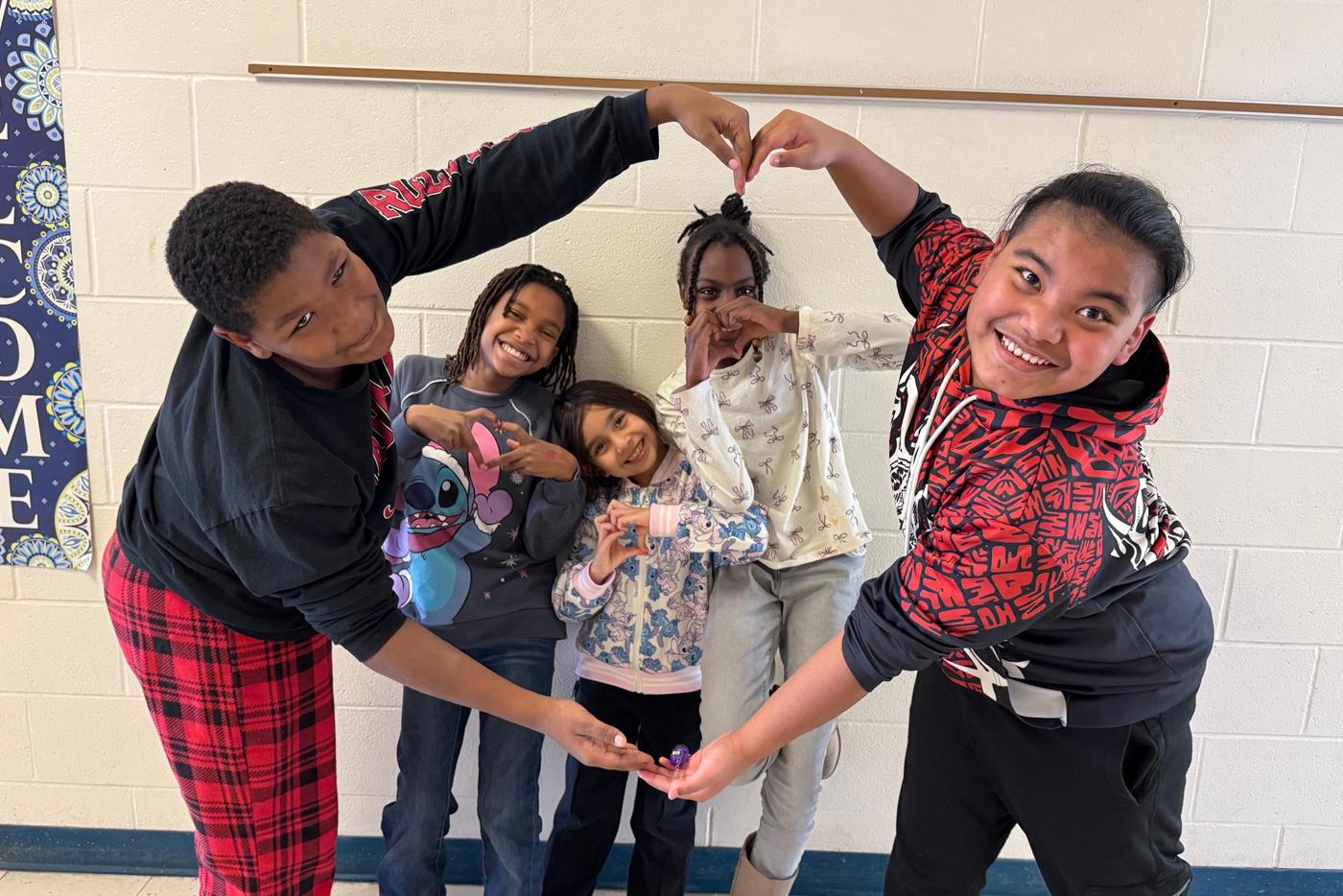 Mary McArthur Elementary students show their love of A+ schools arts integration. Photo courtesy of Mary McArthur Elementary School