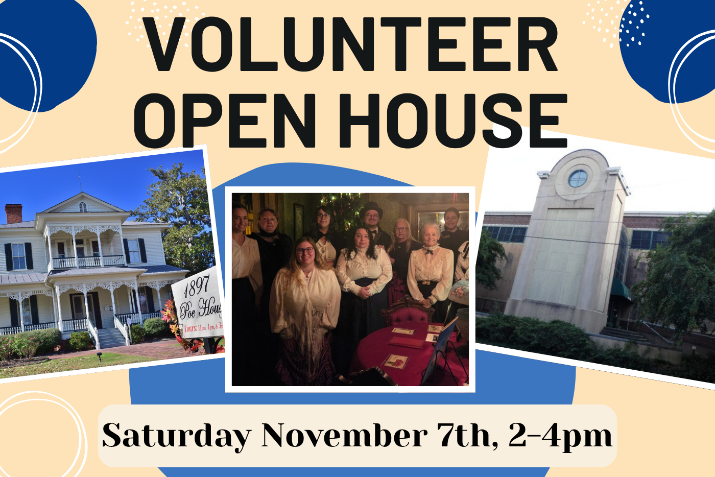Graphic advertising volunteer open house. 