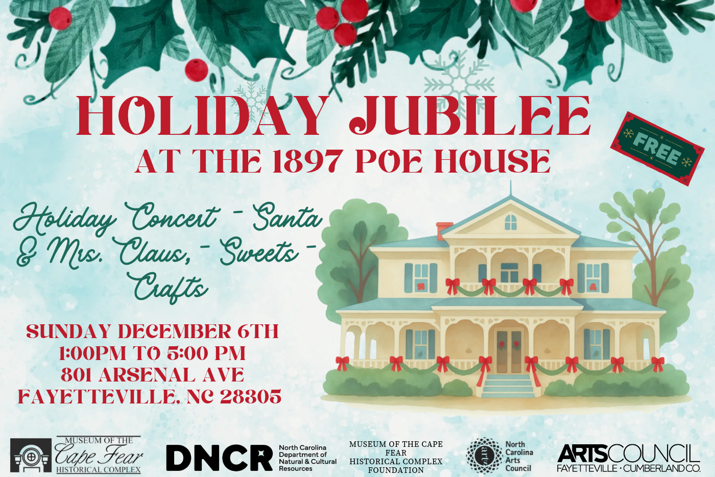 Graphic advertising a Christmas event