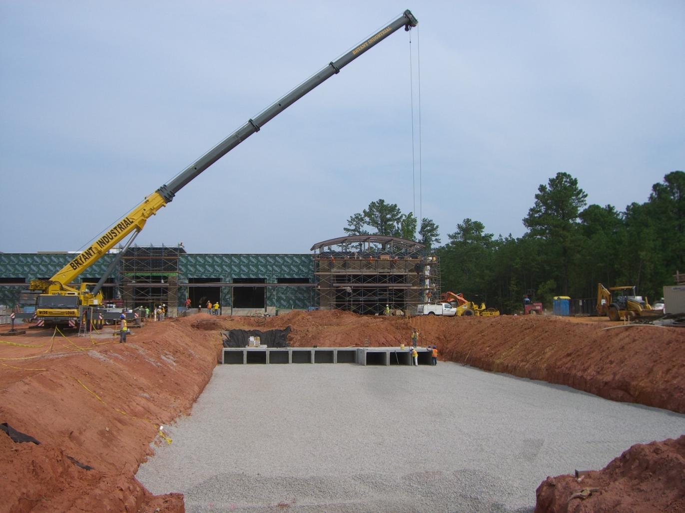 Underground rainwater storage being installed at Colonnade