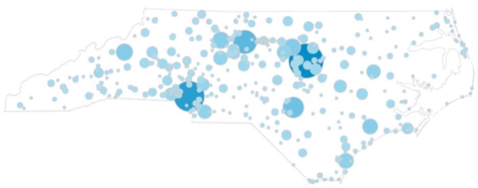 Geographic concentration map of NCcareers.org usage since launch.