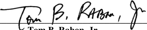 Signature of Tom B. Rabon, Jr.