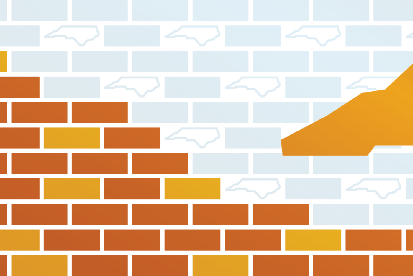 Illustration of bricks and the shape of North Carolina