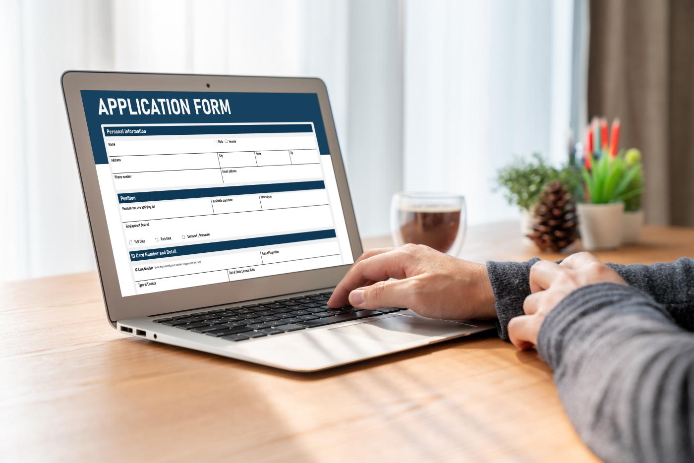 someone filling out an online job application form