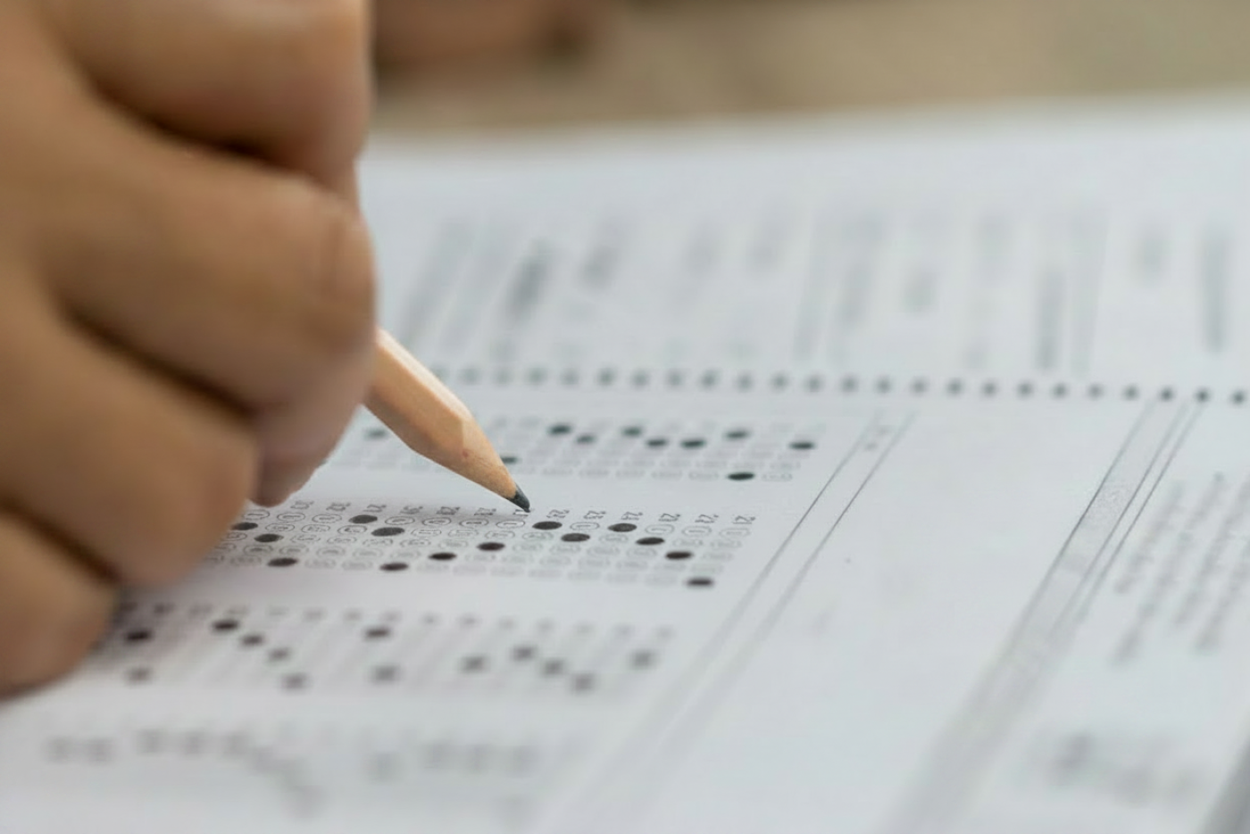 student taking a standardized test