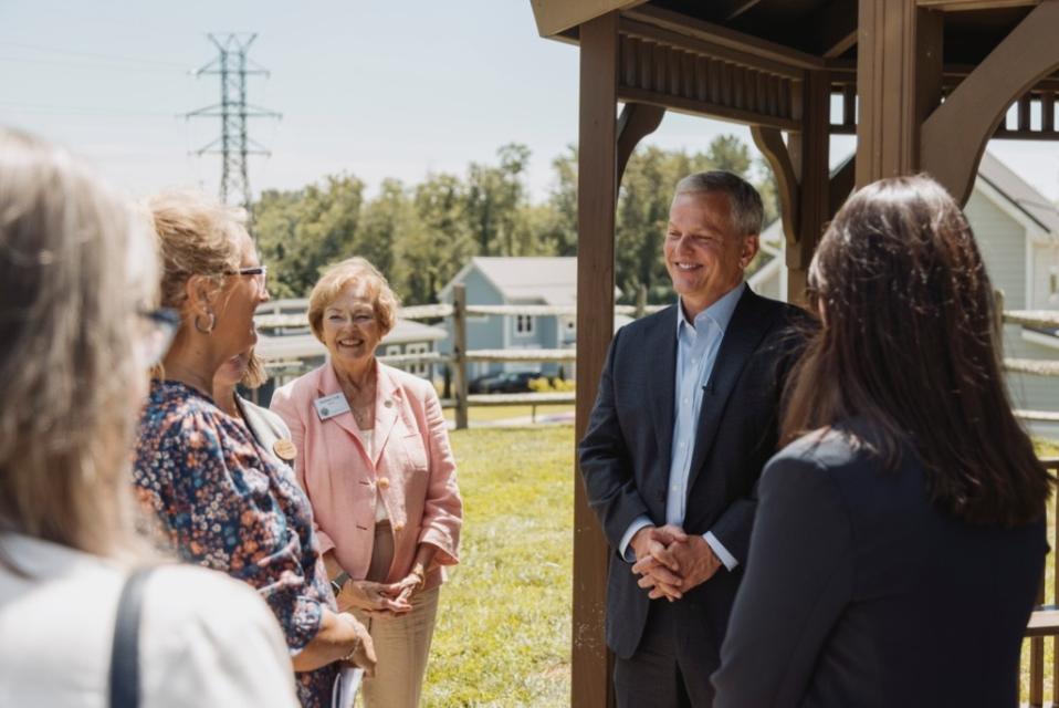 Governor Josh Stein speaks with residents in Western NC.