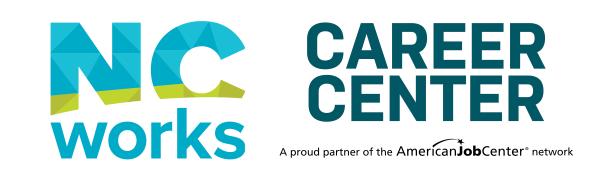 NCWorks Career Center sign, with the tagline "A proud partner of the American Job Center network"