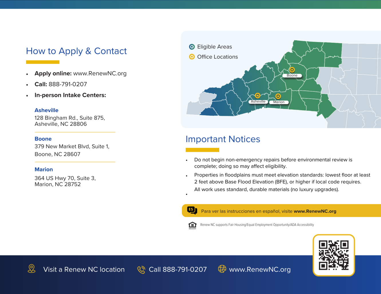 How to apply and contact page from Small Rental toolkit page