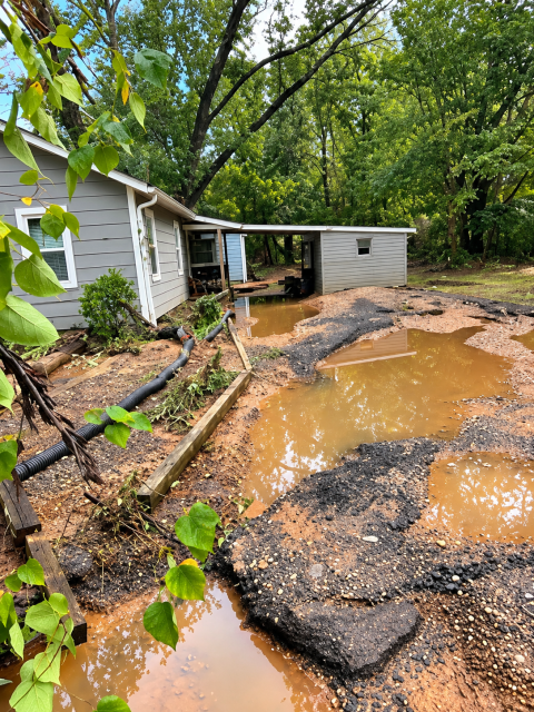 Flooded Muddy Yard After Heavy Rain